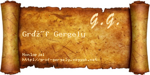 Gróf Gergely névjegykártya